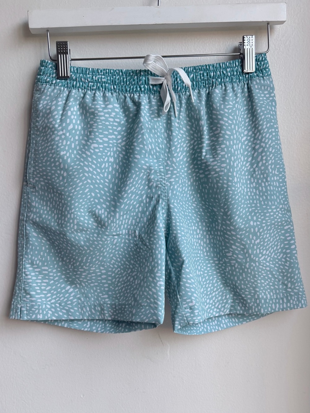 Chubbies Youth M 10 12 Swim Shorts Green White Pattern Bathing Suit Mesh Liner